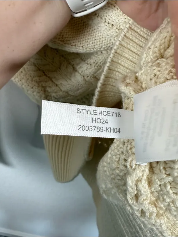 J. Crew Women’s Cotton Cable Knit Crewneck Sweater Ivory Size S - Image 8
