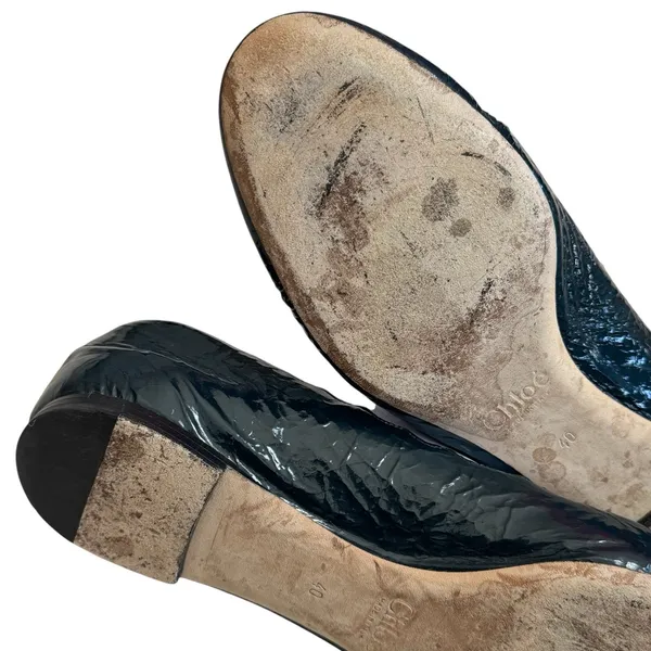 Chloé Lauren Scalloped Ballet Flats Deep Teal Patent Leather‎ EU 40 US 9.5 - Image 11
