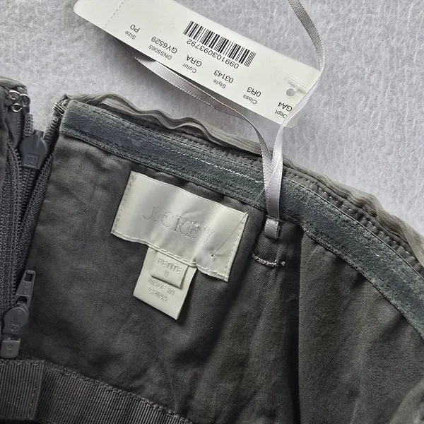 J. Crew NWT 47S Nadia Strapless Silk Chiffon‎ Dress Graphite Grey Notched Size 0 - Image 3