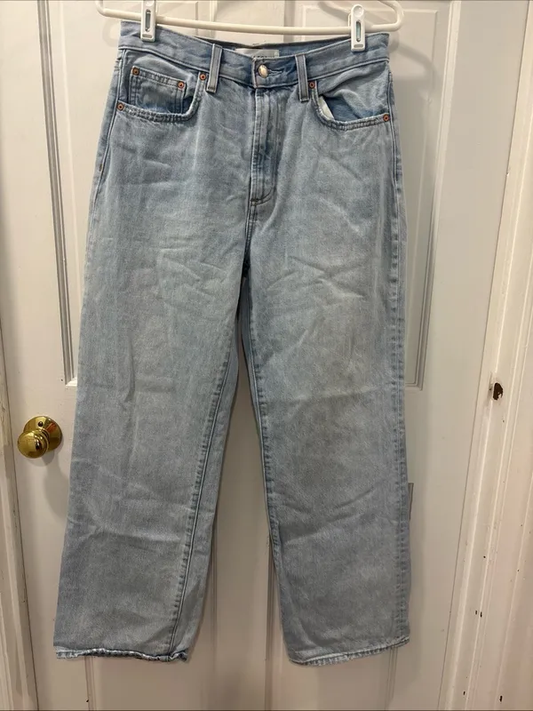 Aritzia Denim Forum Women’s Farrah Hi-Rise Wide Leg Jeans Size 28 Light Wash EUC - Image 8