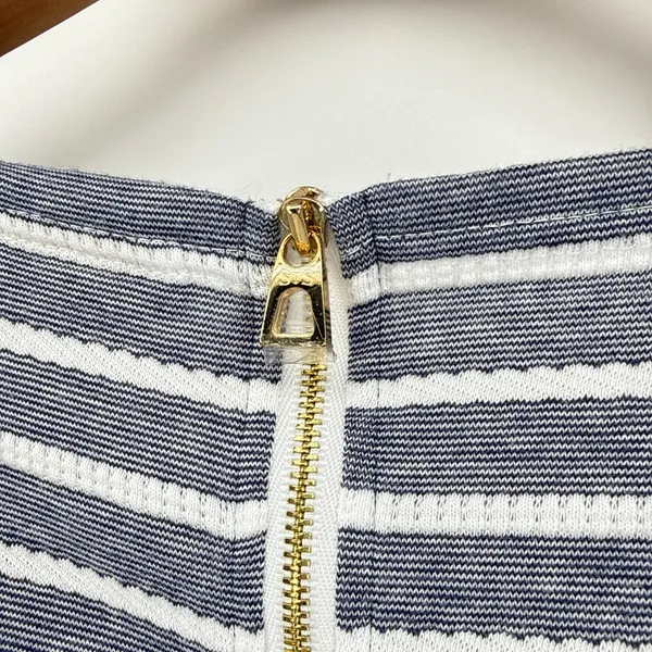 Sail to Sable Blue White Striped Ribbed Knit Shift Dress XL Exposed‎ Back Zipper - Image 3