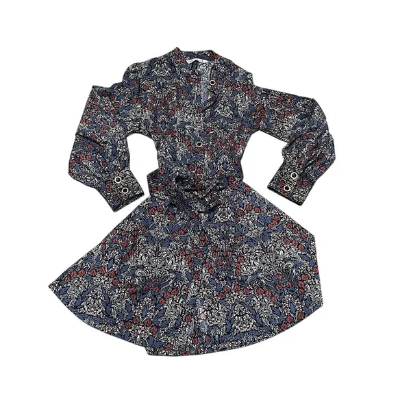 Zara Shirt Dress Womens Size M Multicolor Floral Paisley Mini Long Sleeve - Image 5