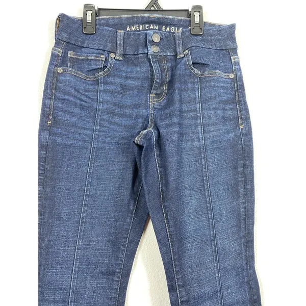 American Eagle Kick Boot Jeans Womens 4 Blue Medium Wash Mid Rise Stretch Denis - Image 3