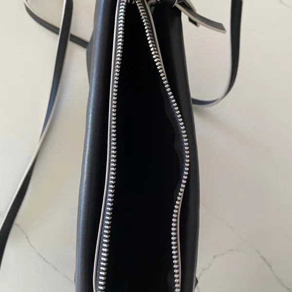 Black With White Trim Contemporary Small Crossbody Purse Bag - Image 7