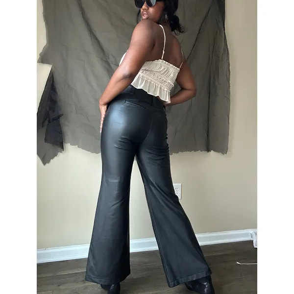 Maeve by Anthropologie Black Faux Leather High Waisted Pants US Size 8 - Image 4