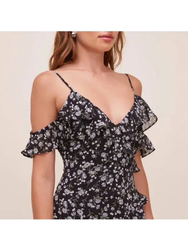 ASTR‎ The Label Floral Print High/Low Tiered Ruffle Maxi Dress Size Small - Image 3