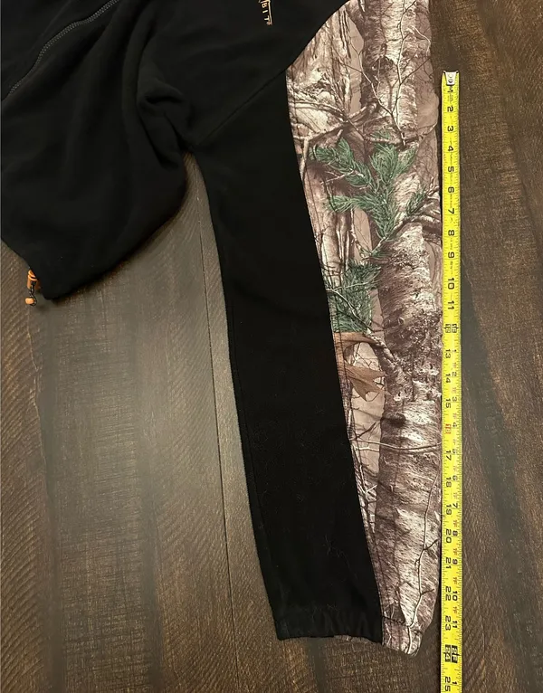 Habit Outdoors Mens Black Fleece Zip Up Realtree Camouflage Sleeve Size Large - Image 6