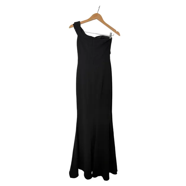 Aqua Scuba Crepe Off Shoulder Gown Size 2 in Black Side Slit‎ Back Zip NEW - Image 4