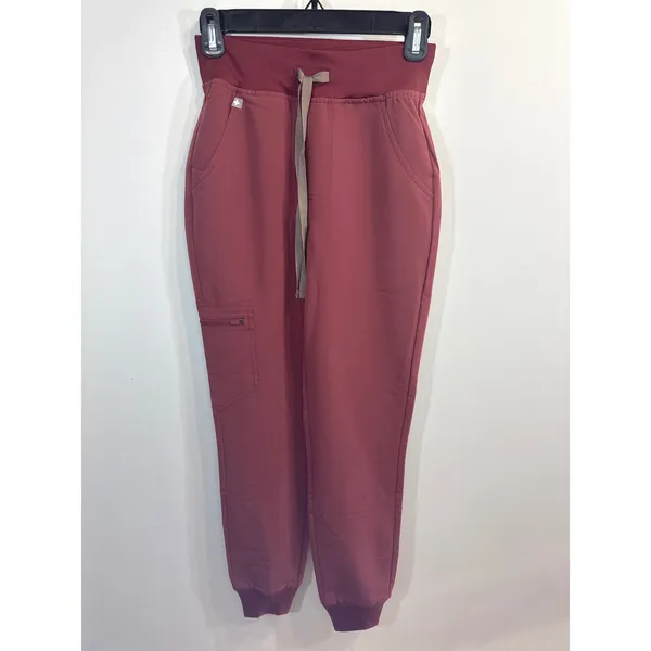 FIGS High Waisted Zamora Scrub Pants Burgundy XXS‎ Technical Collection Jogger - Image 2