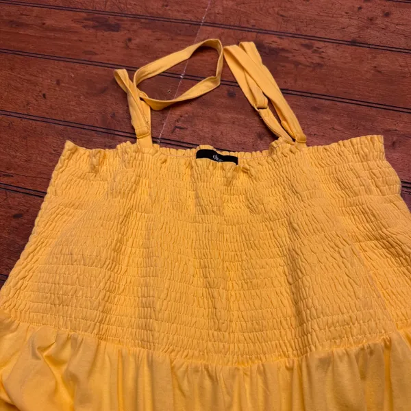 Ellos Yellow Smocked Bodice Sleeveless Knit‎ Dress Plus Size 1X 22/24 - Image 2