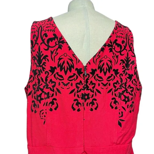 City Chic Red‎ & Black Filigree Print Sleeveless Fit & Flare Dress Plus Size 18 - Image 6