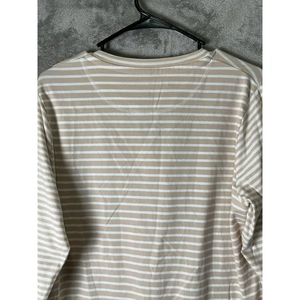 Blue Willi's Striped Cardigan Sweater Beige White Button Front Women's Large New - Image 4