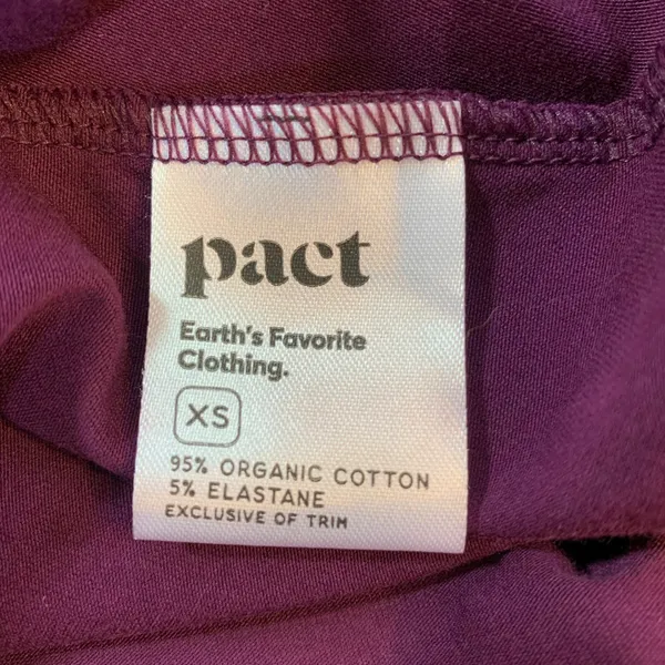 Pact One Shoulder Midi Dress‎ XS Purple Organic Cotton Stretch Long Sleeve - Image 6