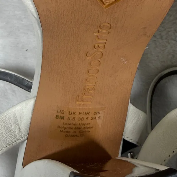 Franco Sarto‎ Damalis Cream Leather Strappy Block Heel Sandals 8M Square Toe - Image 2