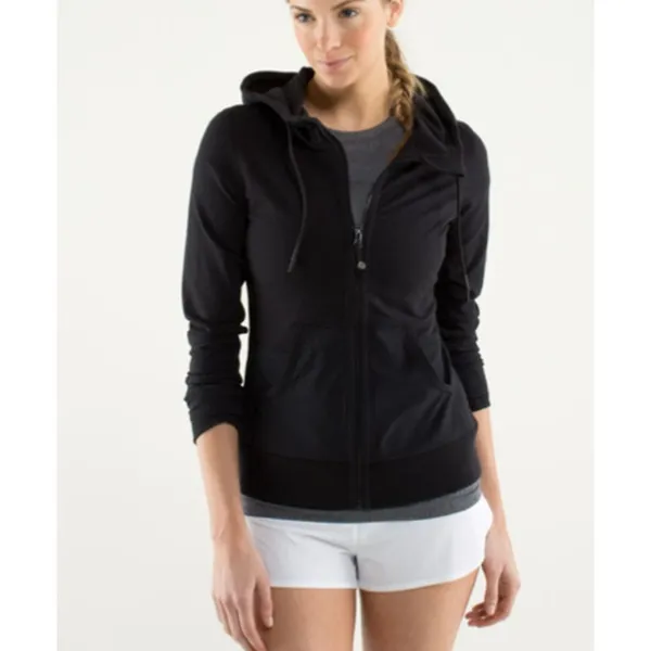 Lululemon Voyage Hoodie Stretch French Terry Yoga Boardshort Fabric Black 8 - Image 6