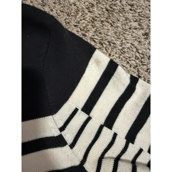 Eliza J Black Ivory Striped Turtleneck Sweater Dress Gold Buttons Size S - Image 9