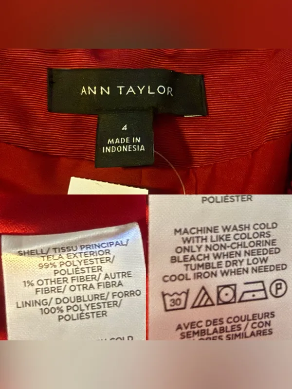 NWT Ann Taylor Womens Blazer Red Pink Tweed Houndstooth Size 4 - Image 10