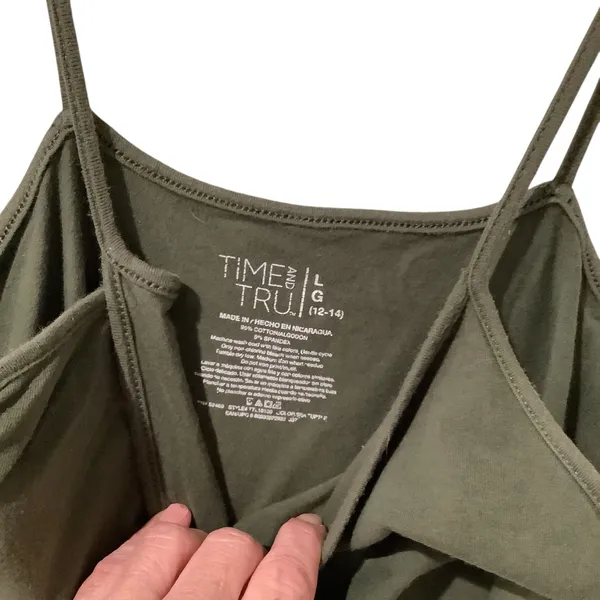 Time and Tru Olive Camisole Tank Top Size L - Image 6