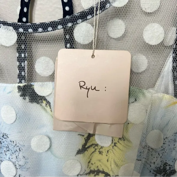 RYU Anthropologie Tulle Fit and Flare Floral Dress Mesh Polka Dot Overlay NWT - Image 3