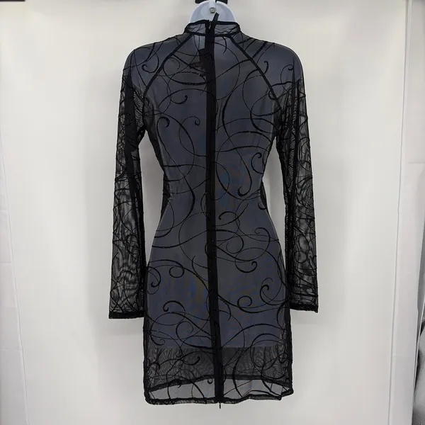 Patrice Catanzaro Sheer Velvet Burnout Mini Dress Sz 10 Mesh Whimsigoth Festival - Image 6