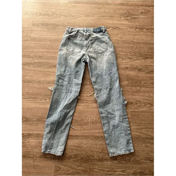 And Now This Distressed Mom Straight Leg Jeans Womens 24 Light Acid Wash Ripped - Image 8