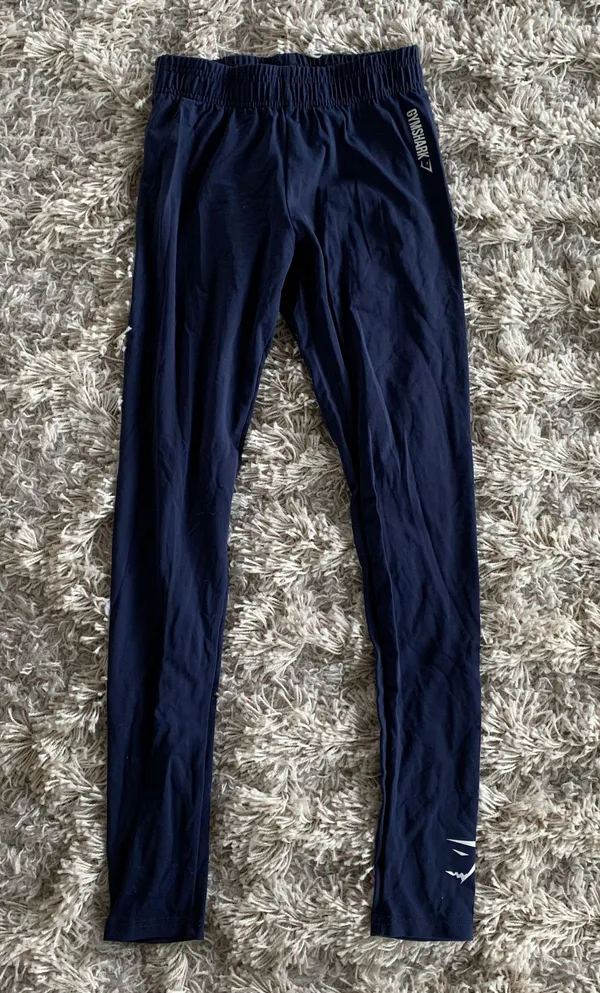 Gymshark Navy Blue/White Elastic Stretch Waist Leggings - Image 2