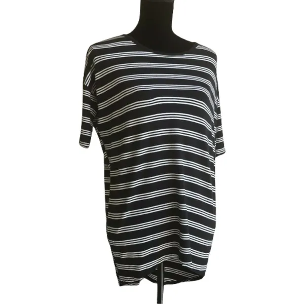 LuLaRoe Womens Top Size XXS Black White‎ Striped Irma Tunic Shirt - Image 3