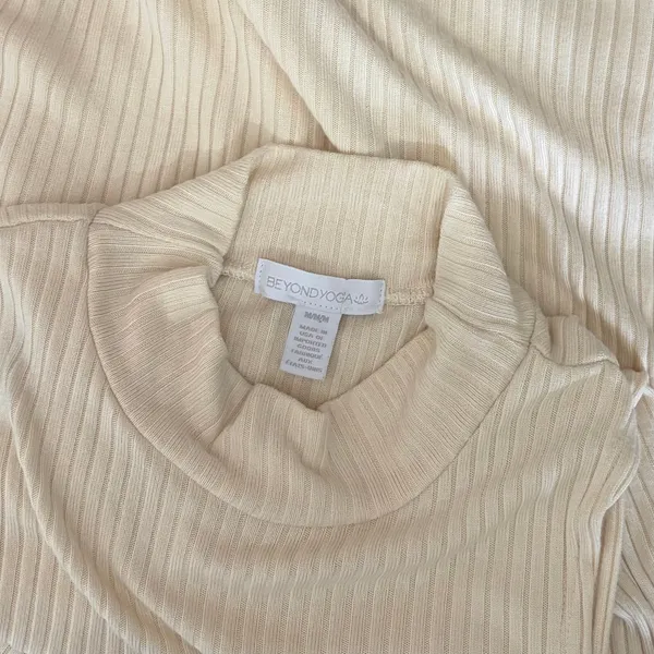 Anthropologie BEYOND YOGA Well Traveled Midi‎ Dress Solid Ivory Ribbed Medium - Image 11