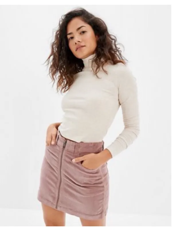 American Eagle Zipper Corduroy Super Hi-Rise A-line Skirt, NWT mauve 6 /28 - Image 2
