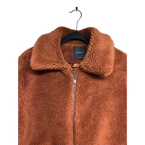 Anthropologie Elodie‎ Faux Sherpa Shearling Teddy Coat Oversized Rust Size Small - Image 3
