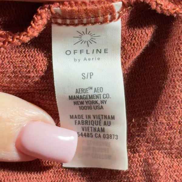 572 | OFFLINE by Aerie Cropped Hoodie Terracotta Long Sleeve Pullover Small‎ - Image 6