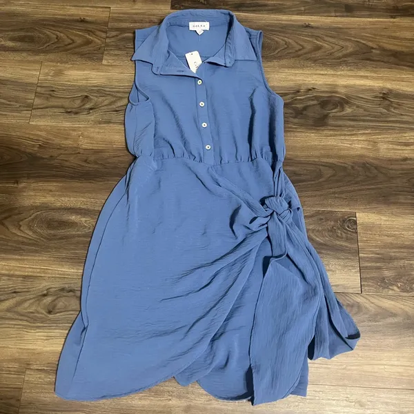NWT Gilli Medium Blue Wrap Drape Dress‎ Medium Blue - Image 2