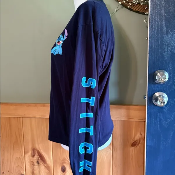 Disney Navy Blue Stitch Long Sleeve Tee - Image 3