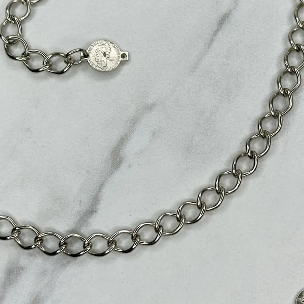 Skinny Dime Silver Tone Belly Body Metal Chain Link Belt OS One Size - Image 10