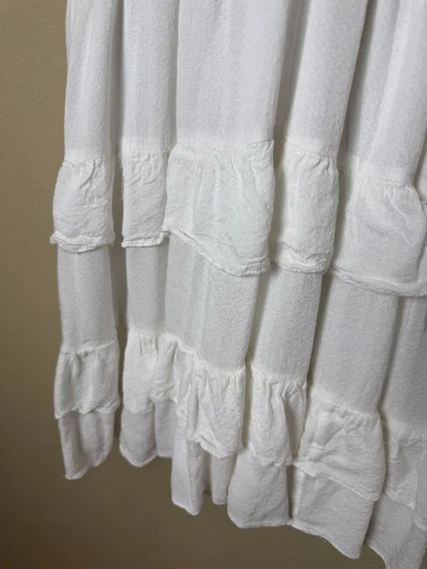Nordstrom BP White Ruffle Tiered Deep V Neck Mini Dress Size XS - Image 4