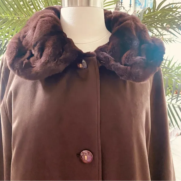 🌹Hp🌹Vintage Luxury Reversible Fur & Suede Long Coat - Image 11