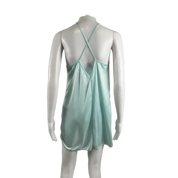 Vintage Y2K Style Mint Green Fairy Satin Lace Slip Dress Romantic - Image 3