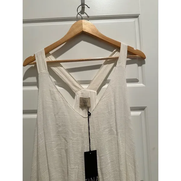 Tina Jo White Gauze Cotton Swing Dress Tunic‎ Medium NWT Boho Lagenlook Made USA - Image 6