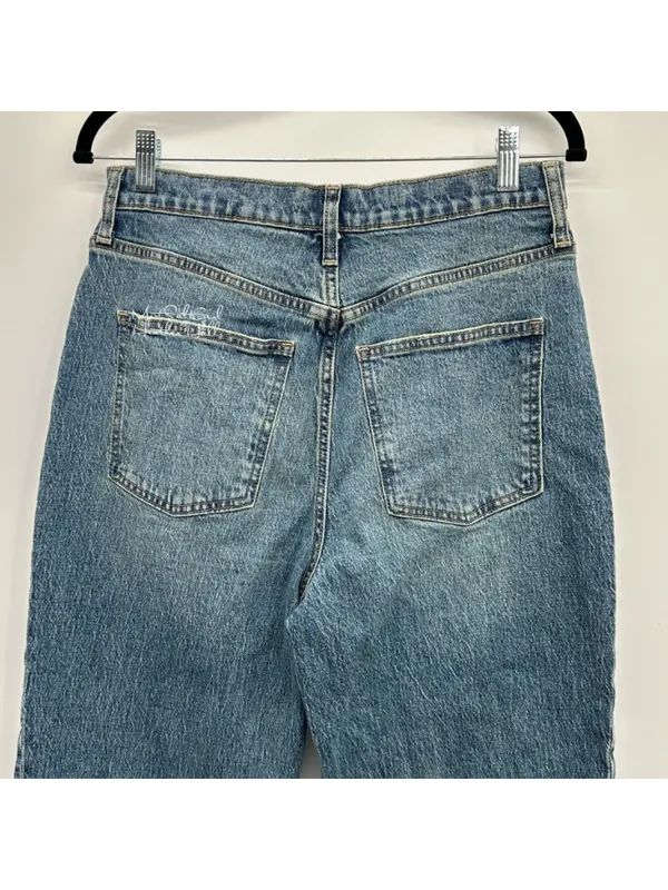 Universal Thread Vintage Straight Wide Leg Panel Design Distressed Hem Jeans 30R - Image 3