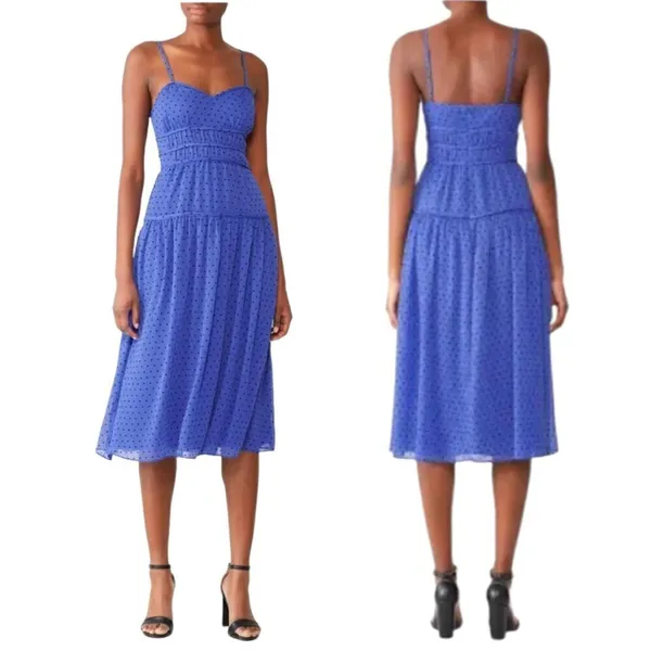 La Maison Talulah Dress Womens Small‎ Blue And Black Polka Dot Sorrento Midi - Image 2