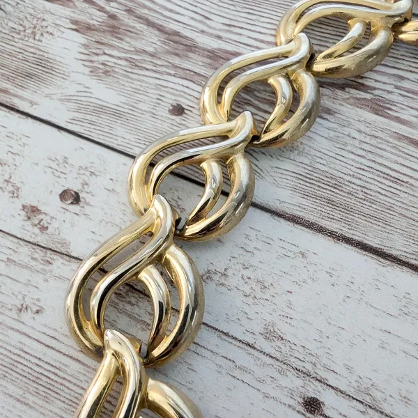 Vintage Necklace Statement Gold Tone Ornate Chunky - Image 4