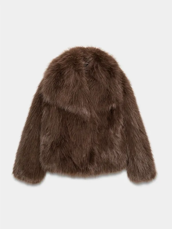 Nwt Zara Zw Collection Faux Fur Short Coat Size M - Image 8