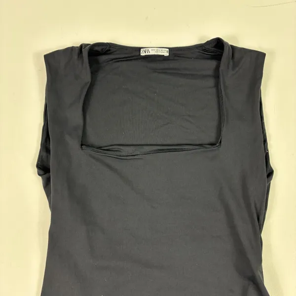 ZARA Bodysuit Womens M‎ Black One Piece Jersey Stretch Slimming High Leg - Image 4