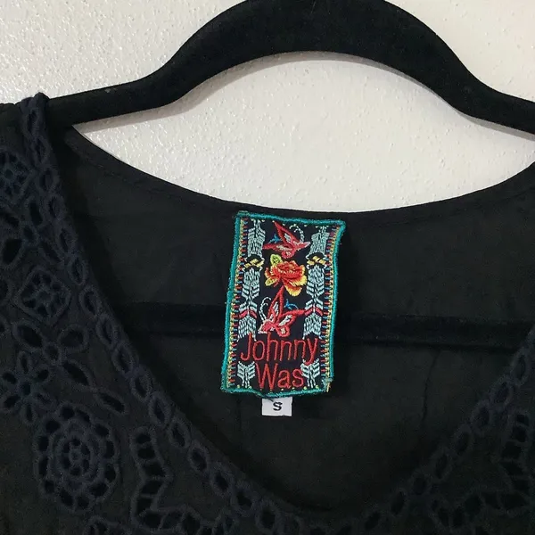 Johnny Was Pippa Tunic Small Black Eyelet Lace Boho Summer‎ Witchy Whimsigoth - Image 7