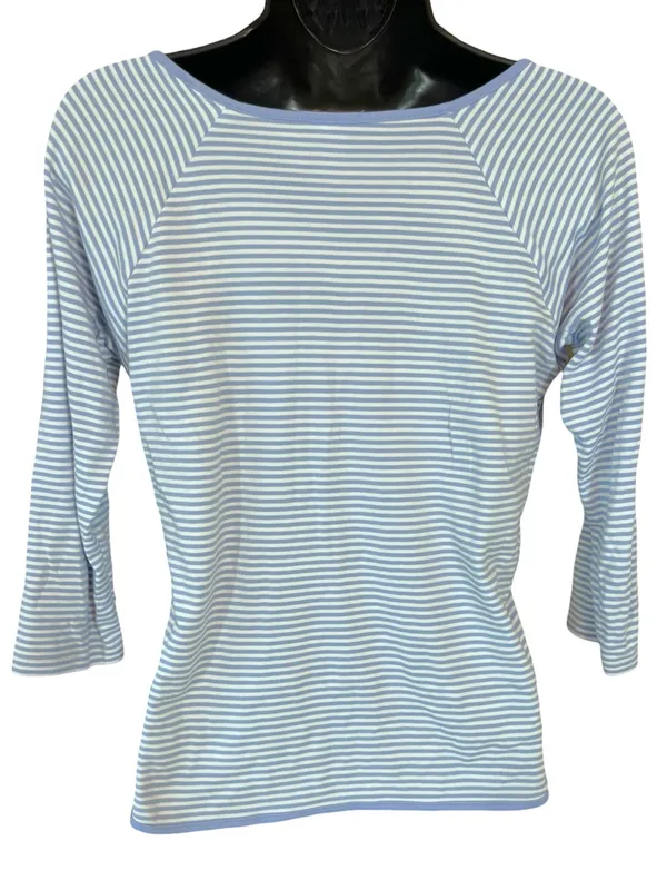 LAKE Pima Cotton Long-Long Pajama Set Hydrangea Preppy Blue Stripe - Image 4