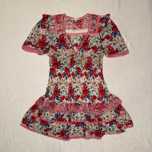 Loveshackfancy Rena Floral Mini Dress Size Medium - Image 6