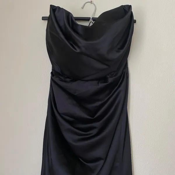 House of CB Adrienne black satin strapless corset maxi dress NWOT size S A-C - Image 7