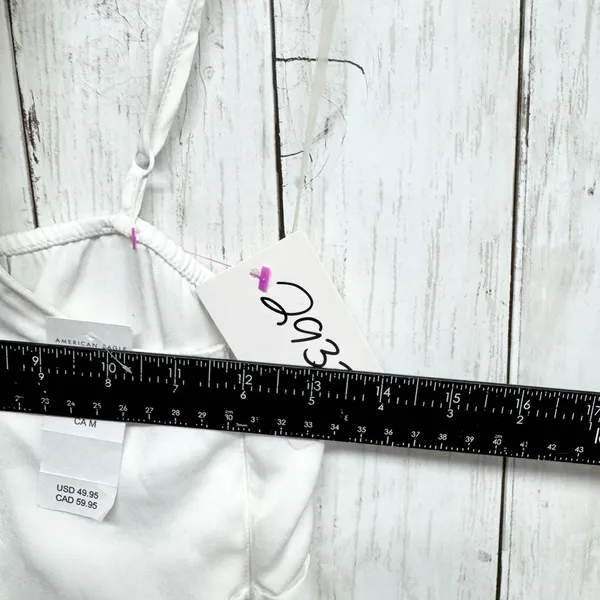 New American Eagle Dress Women Size Medium White Halter Mini Slip Side Ruching‎ - Image 4