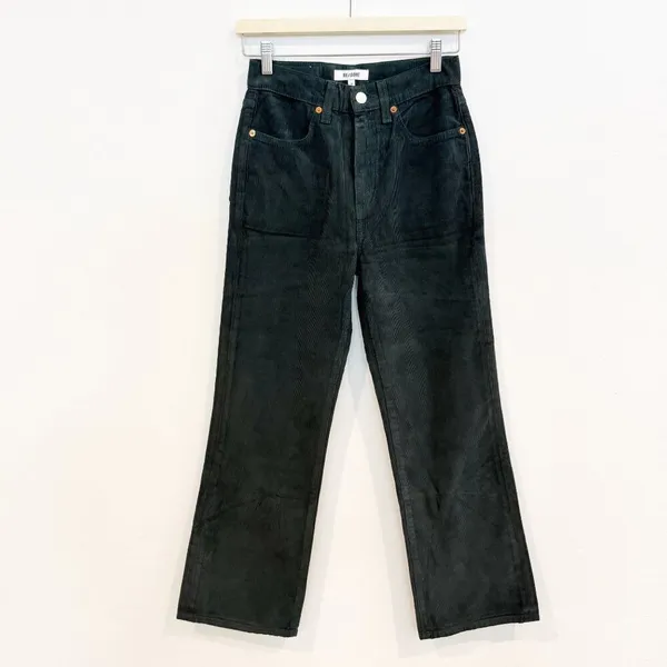 ReDone‎ 70s Loose Flare Pants Size 24 Green Corduroy Trouser Earthy Forest Fairy - Image 3