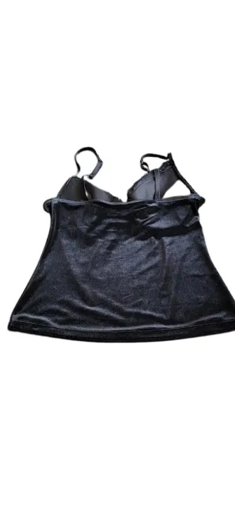 Gilligan O'Malley Womens Black Velvet Chemise and Matching Shorts Sleepwear Set - Image 6